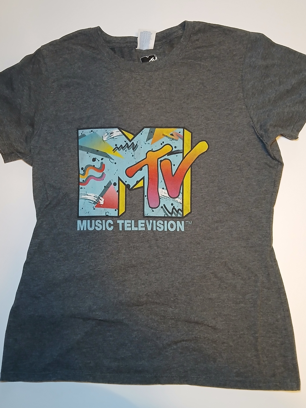 MTV Graphic Tee in Charcoal with Colorful Logo